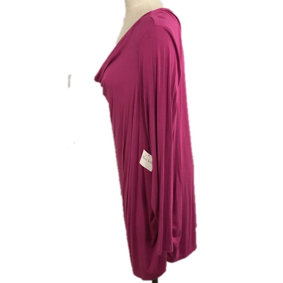 Kate Hill Top Sz 3X Rayon Pink NWT Drape Neck Blouse Long Sleeve - Picture 3 of 11
